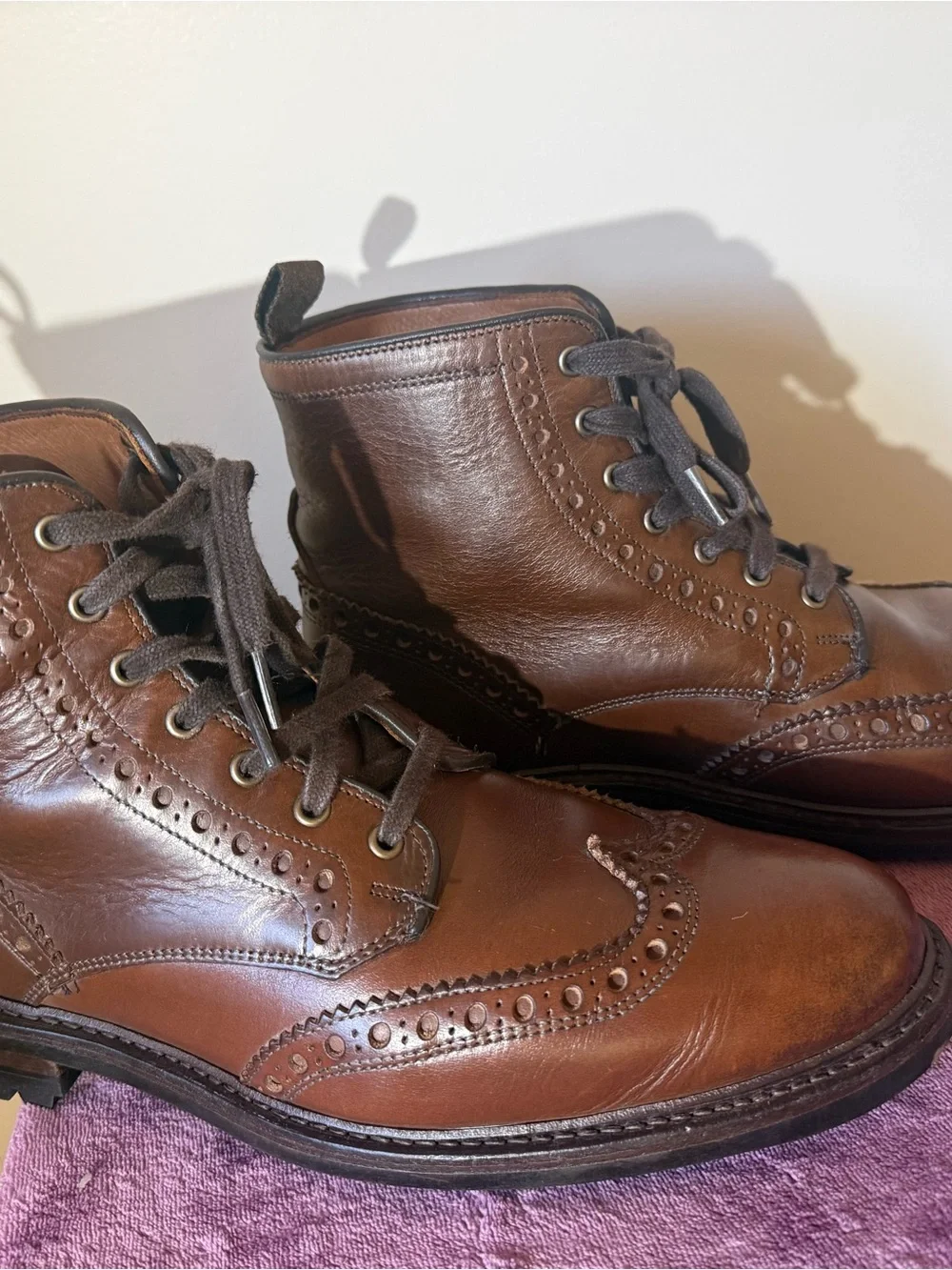 Allen Edmonds Brown Leather Wingtip Lace-Up Boots